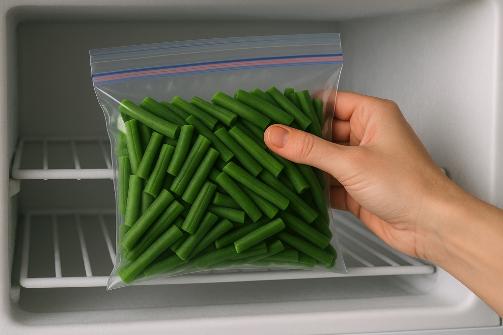 Mrożenie fasolki szparagowej w zamrażarce